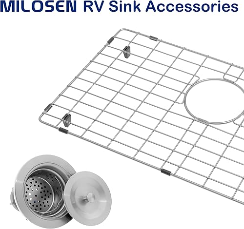 Miniatura 9 de MILOSEN Fregadero de cocina de montaje inferior de 25 x 15 pulgadas, fregadero de barra de acero inoxidable, fregadero de cocina de un solo tazón,