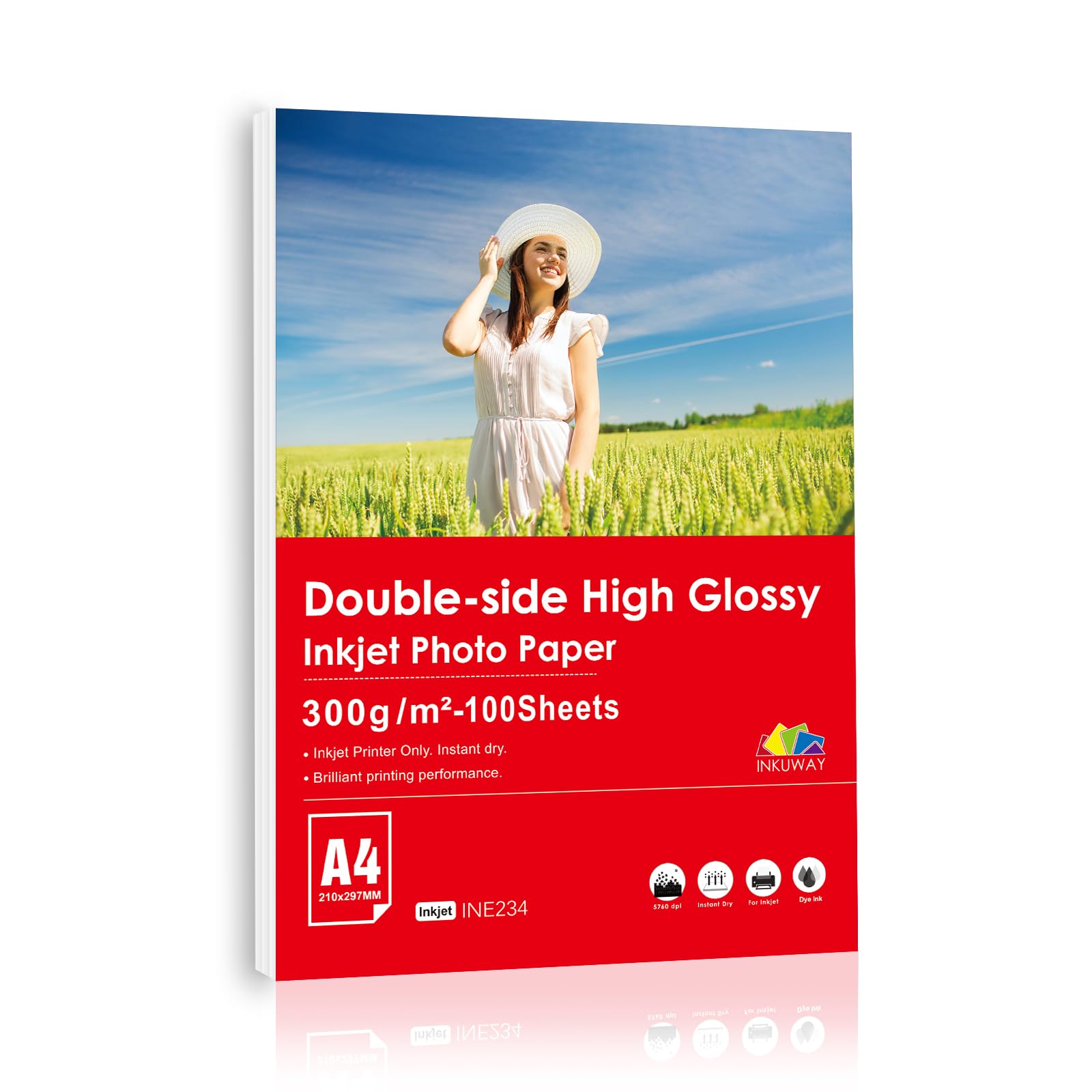 A4 Gruby 300 g/m2 podwójny błyszczący papier fotograficzny do druku atramentowego 100 arkuszy papieru ciężkiego