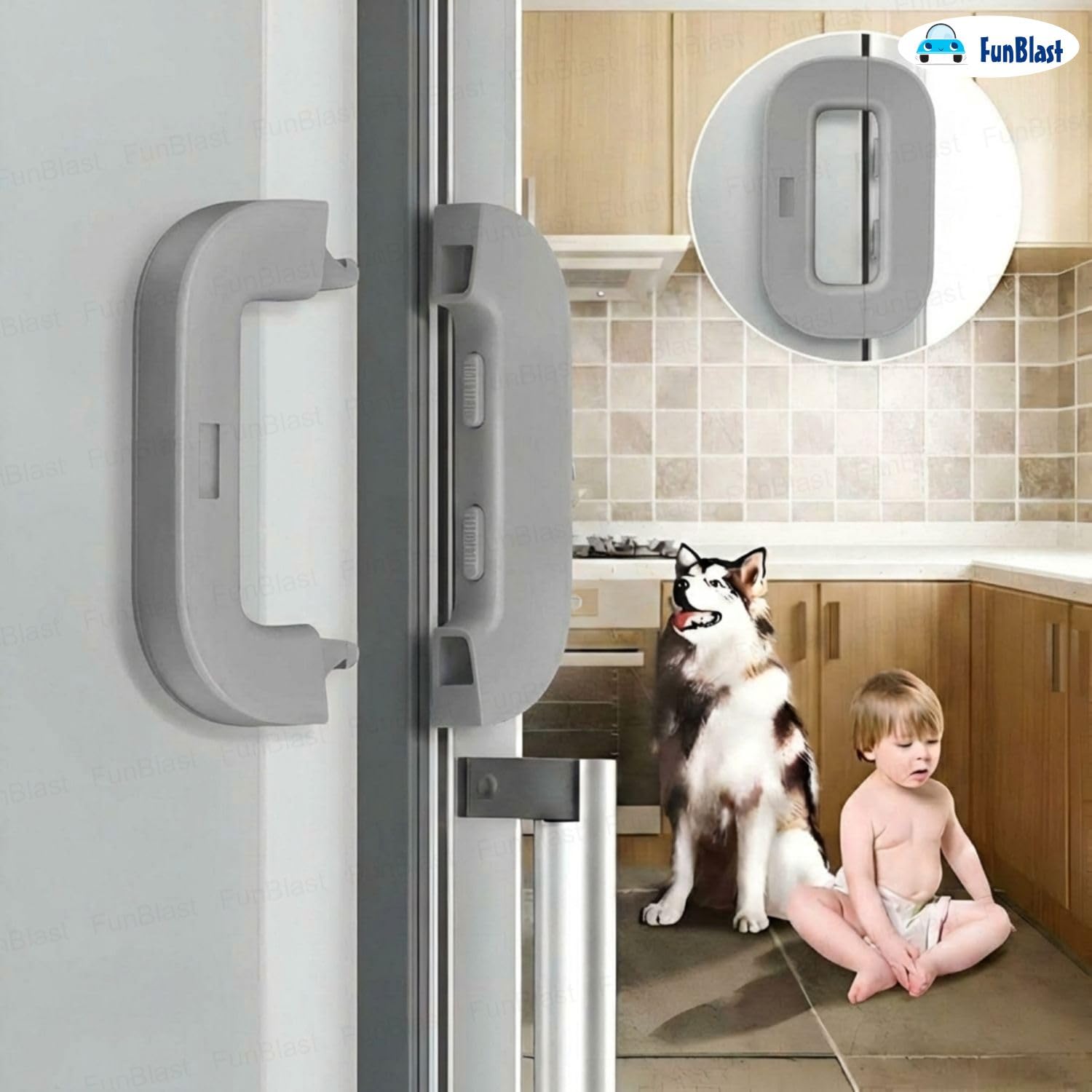 FunBlast Sliding Door & Window Safety Lock – No Drill Child Safety Lock for Refrigerator, Sliding Windows, Balcony Doors & Wardrobes, Easy Installation Adjustable Locks (Grey) — Amazon image 9