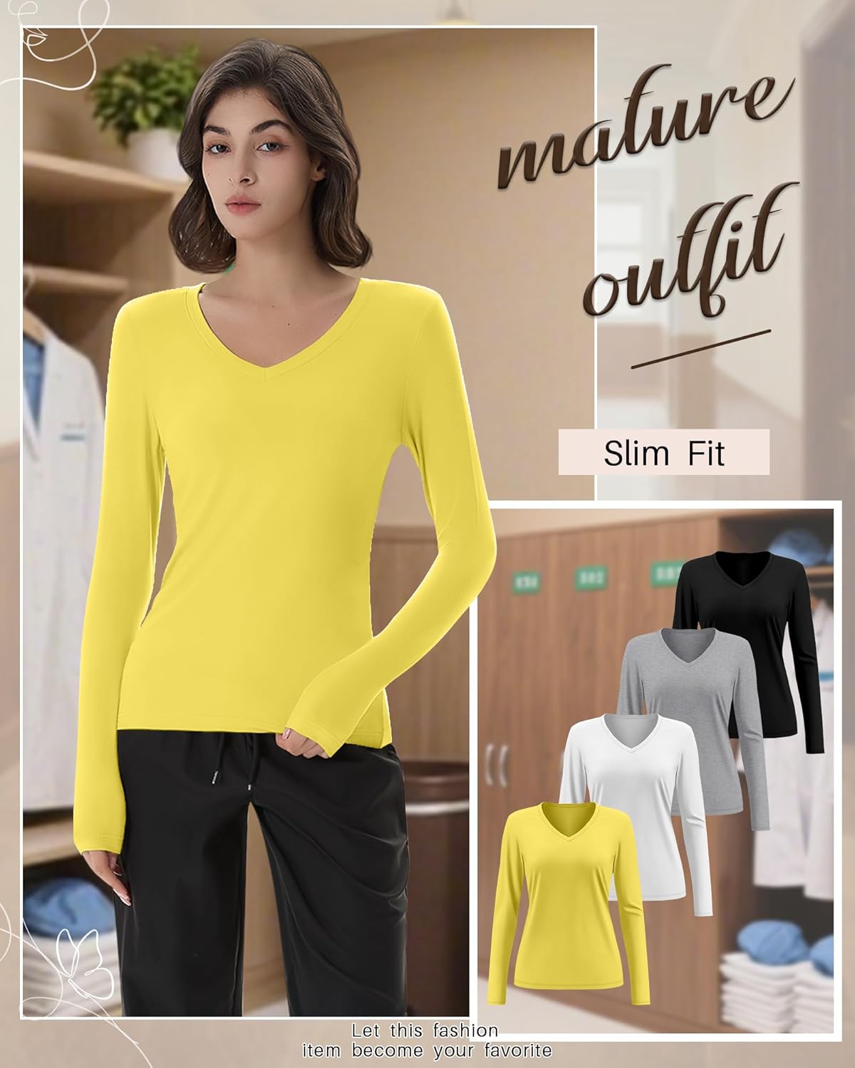 4 Pack Women's Under Scrubs Long Sleeve V Neck Shirts Slim Fit Stretchy Undershirt Basic Casual Tops for Nurse - Image 5