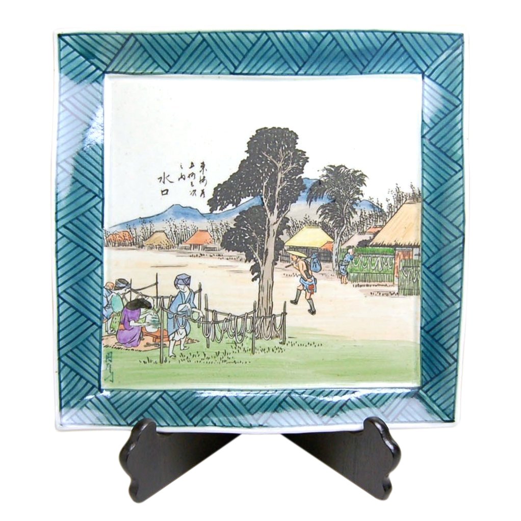 Amazon.co.jp: 飾り皿 絵皿 大皿 有田焼 スタンド 陶器 円左エ門窯