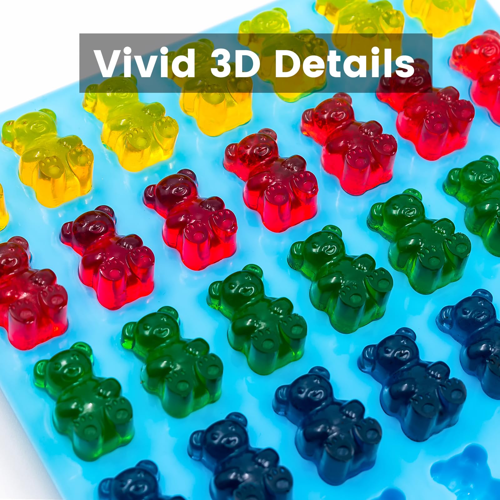 Warm TIME Moldes grandes de gomitas para caramelos, moldes de silicona antiadherentes para cubitos de hielo, moldes de chocolate, sin BPA, con 3 goteros, juego de 3