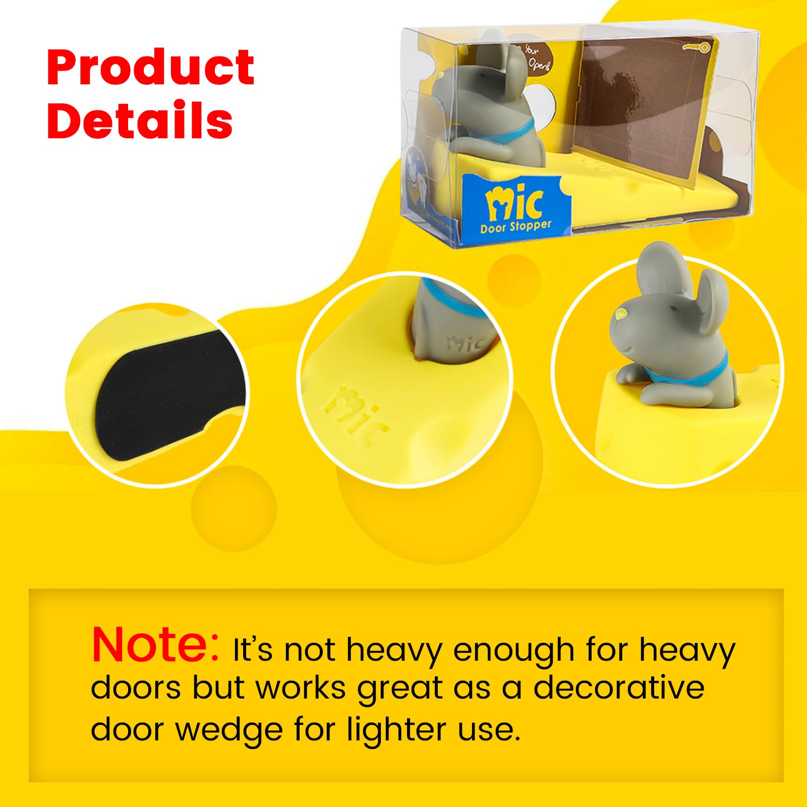 DomeStar Cute Dog Door Stopper, Shiba Inu Door Stop Decorative Animal Doorstop Wedge for Home and Office, Brown: Mouse Gray