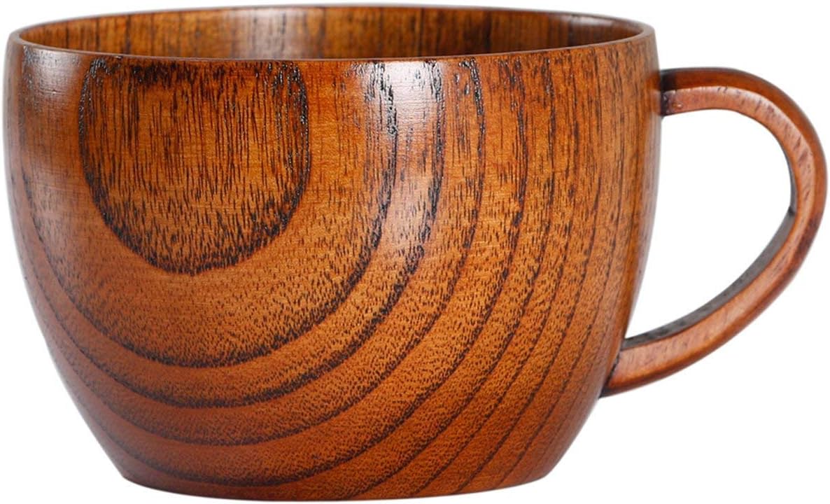 Yundxi Handmade Wooden Milk Cup Coffee Mug Wood Cup Natural Wooden Coffee Tea Mug