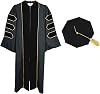 GradPlaza Doctoral Graduation Gown and Doctoral Tam 8 Side with Gold Piping for University