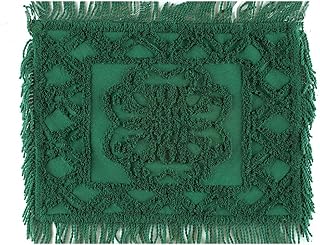 Collections Etc Elegant Chenille Lattice Scroll Design with Fringe Pillow Sham, Green, Sham