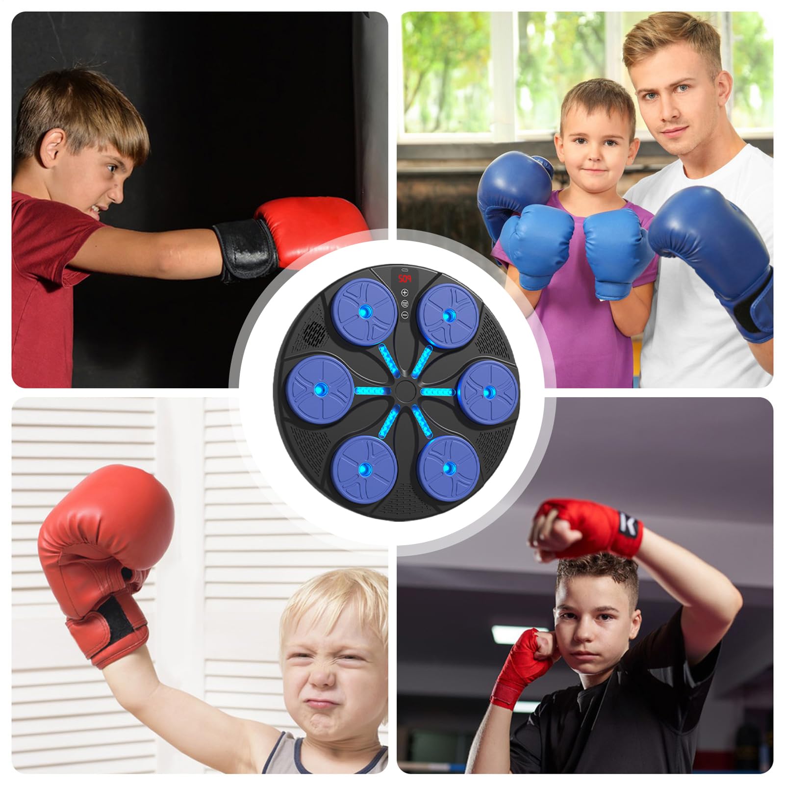 Máquina de boxeo musical | Dispositivo de entrenamiento con 8 modos | con iluminación RGB y soporte de pared para música | para hombres, mujeres, oficina, gimnasio, entrenamiento en interior, fitness