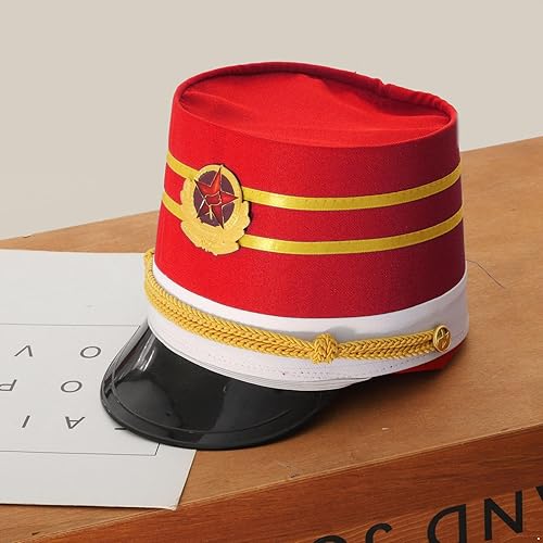 Miniatura 7 de Alvivi Sombrero Majorette para niños, sombrero de soldado de juguete, sombrero de banda de tambor, sombreros de batería para niño y niña, sombrero