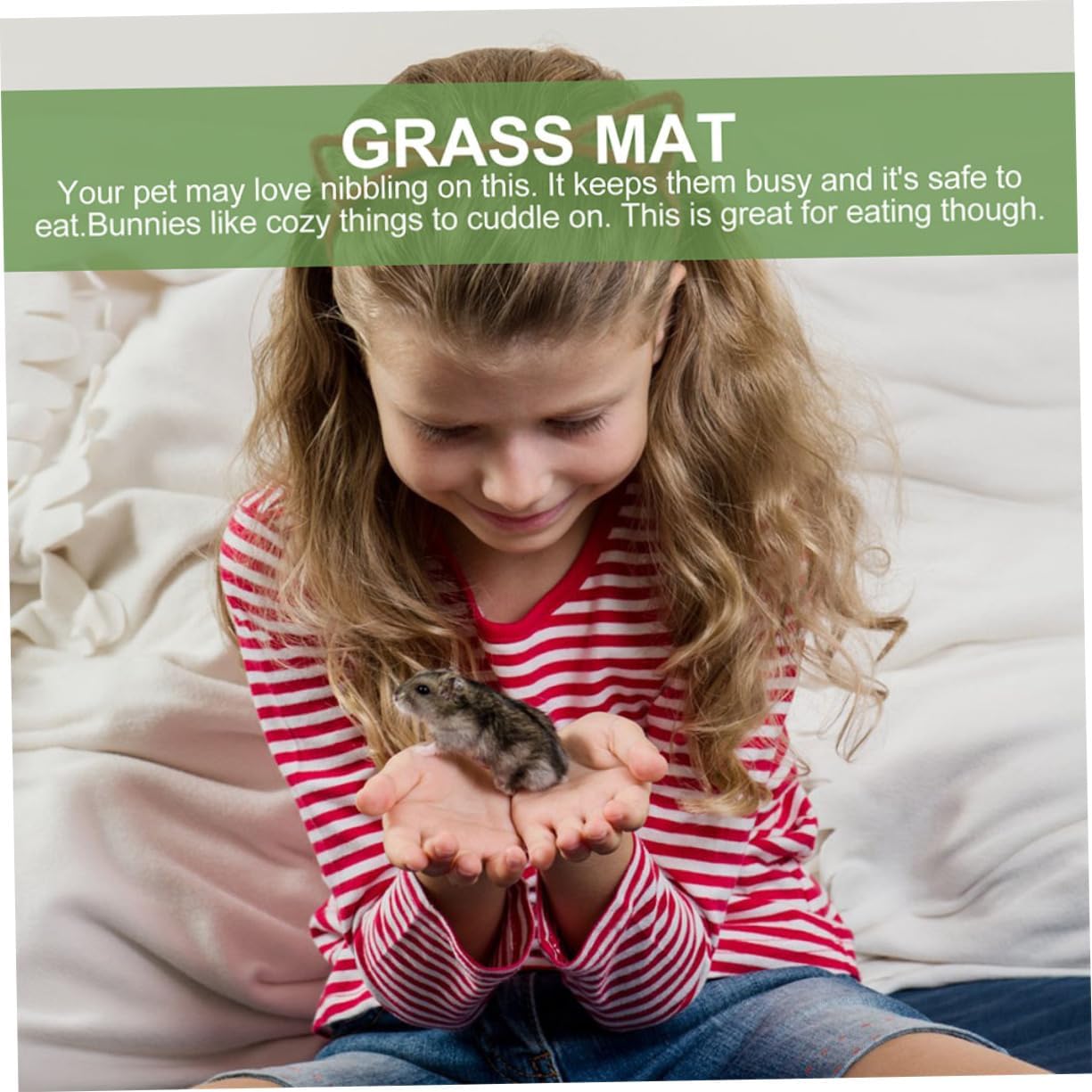 Yardwe 5Pcs Small Animal Grass Mat Natural Woven Bedding for Guinea Pigs Rabbits Hamsters Parrots Cooling Pad for Summer Use
