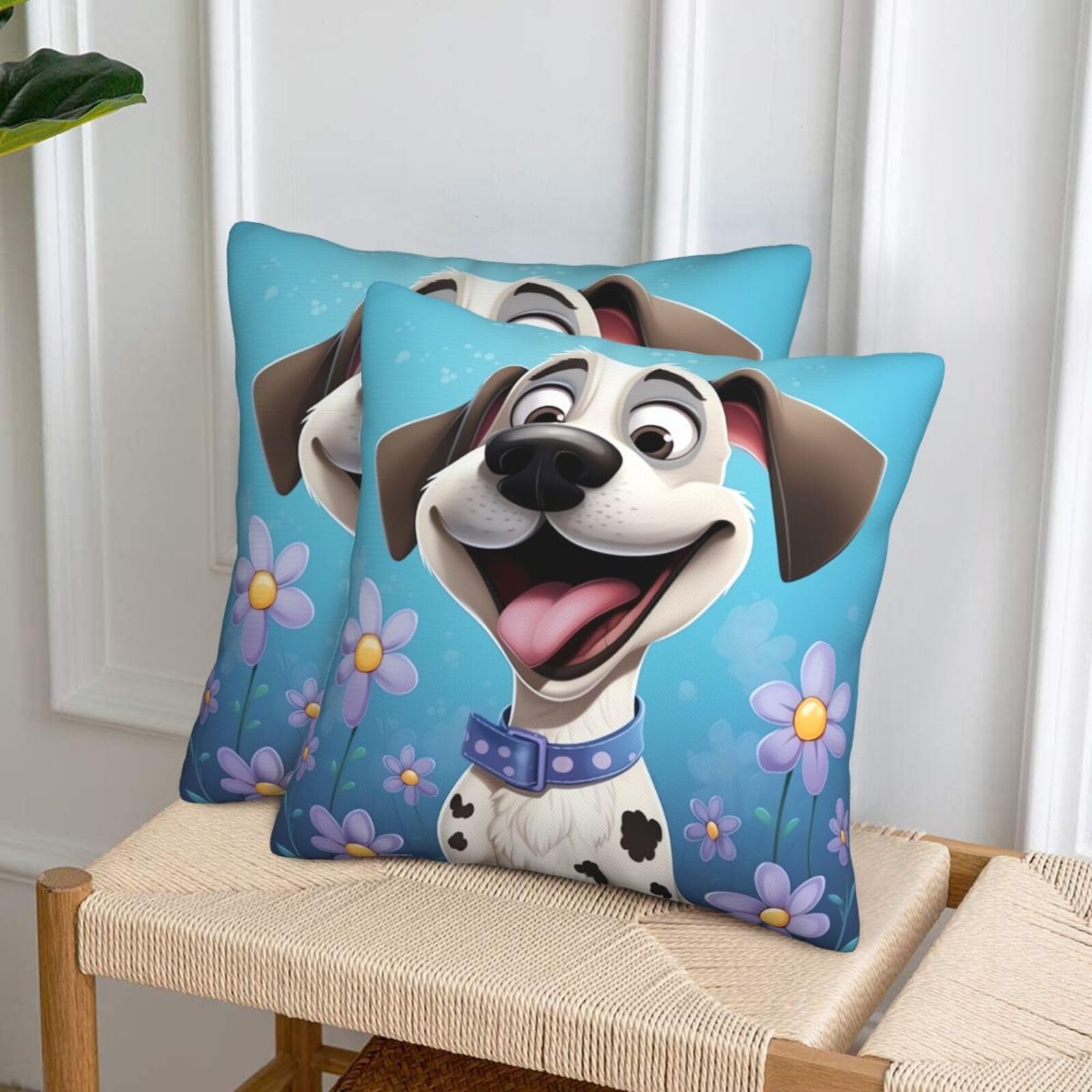 NONHAI Decorative Throw Pillow Covers Set of 2, 12"x12" Square Cushion Case Soft Comfy Dog Throw Pillows for Couch Cushion Livingroom Farmhouse Home Decor Pillowcases
