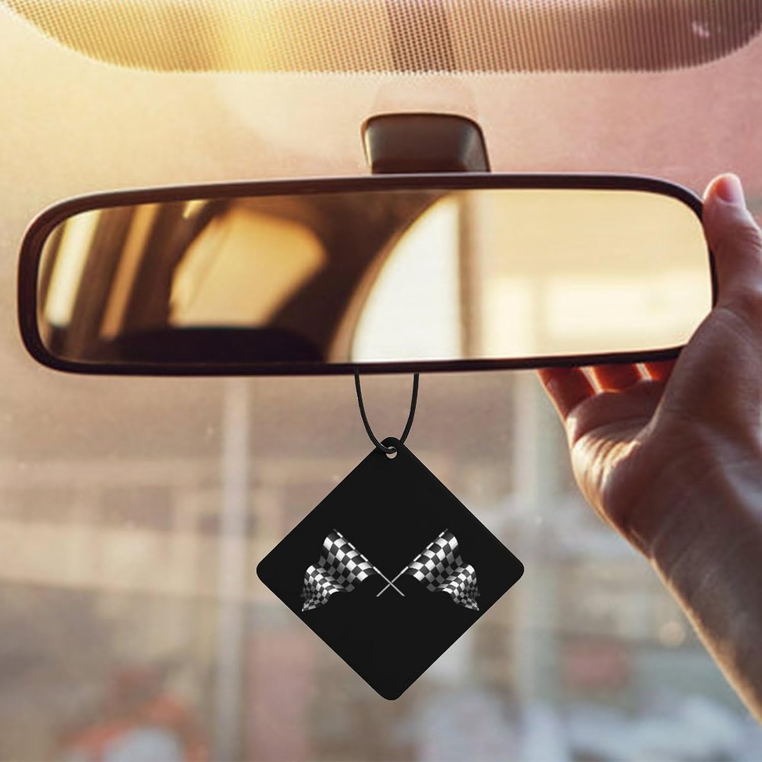 Racing Square Flag Car Air Freshener Hanging Car Scent Cards Decor Interior Accessories