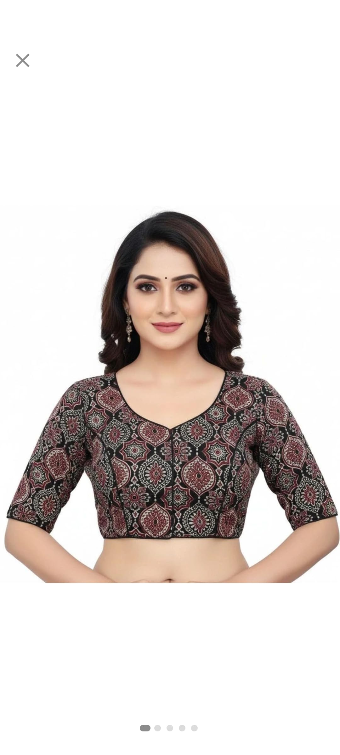 Madhu Creation Cotton Blouse Black Ajrakh Print-picture-34