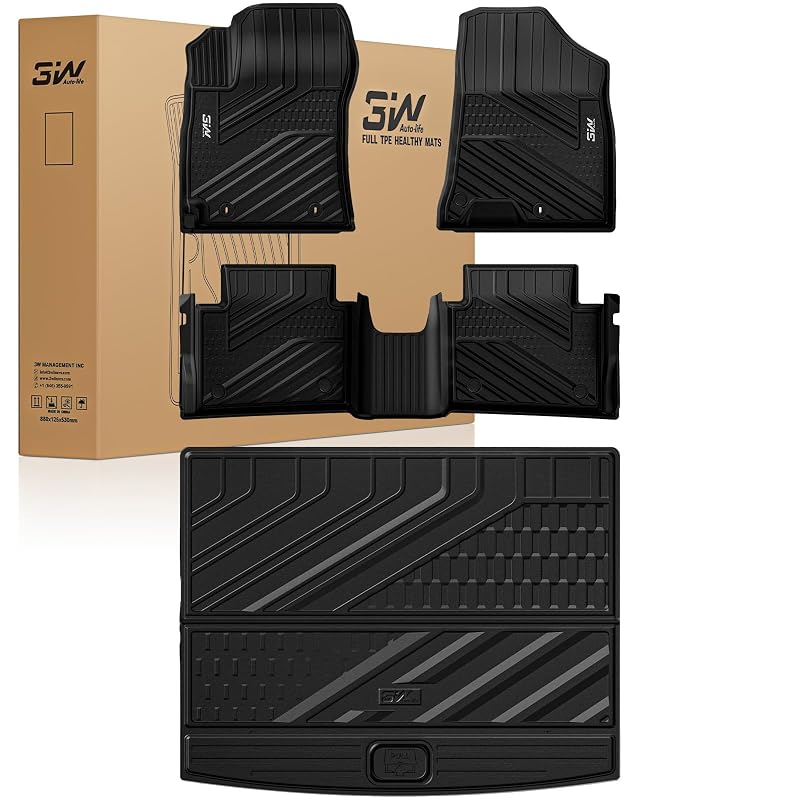 Kit de tapetes automotivos e revestimento para porta-malas 3W para Hyundai Kona 2024–2026 a gasolina, TPE preto, 4 peças