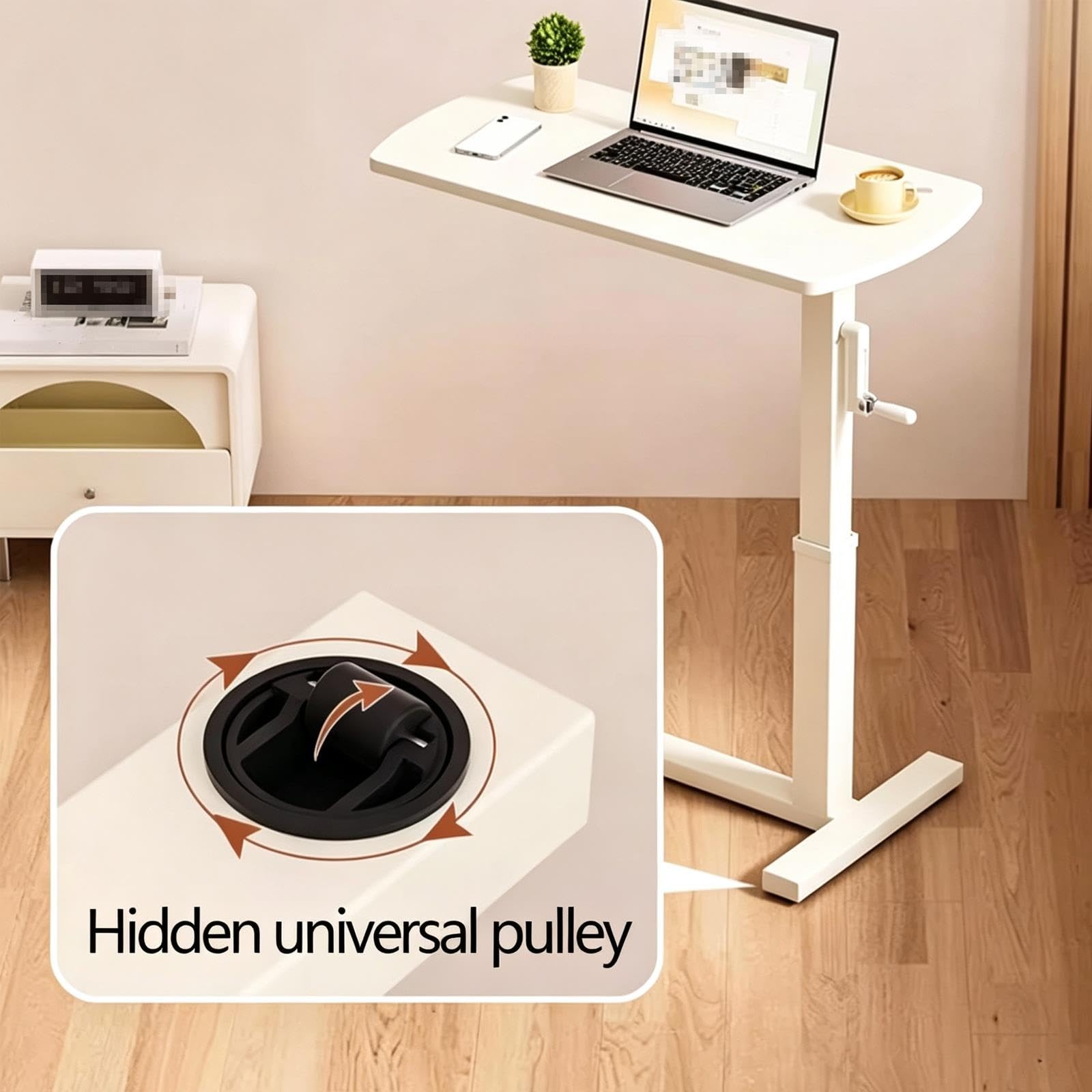 Table de Lit a Roulette pour Ordinateur Portable Réglable en Hauteur