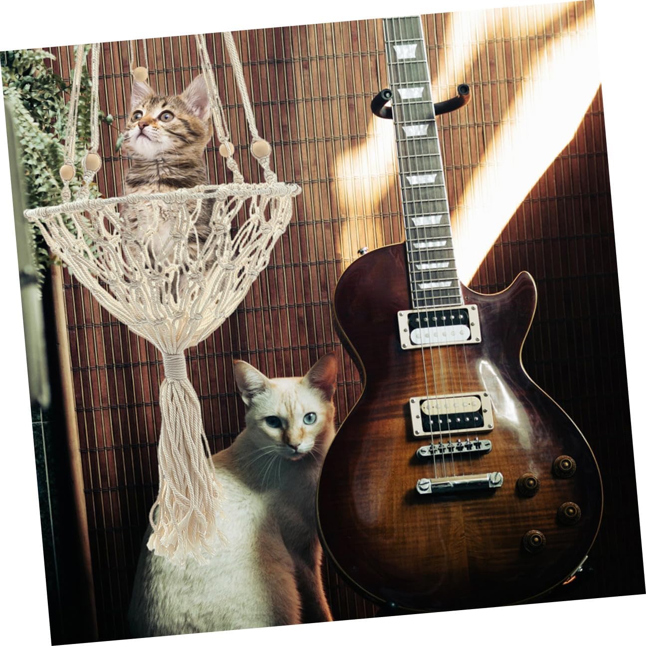 BESPORTBLE Household Cat Bed Hanging Cat Hammock 40cm Bohemian Woven Wear-Resistant Pet Nest 20-30lbs Indoor Sleeping Accessory