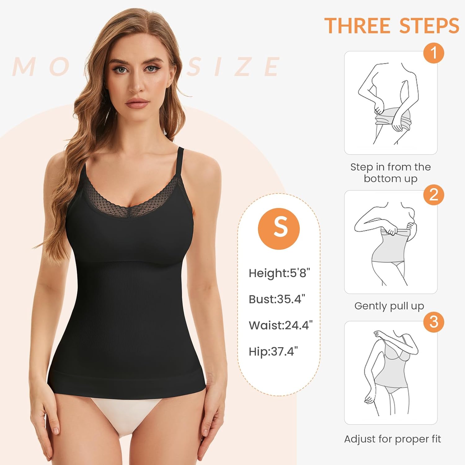 V Neck Compression Tank Tops for Women Tummy Control Shapewear Camisole Top Seamless Body Shaper Cami - Image 6