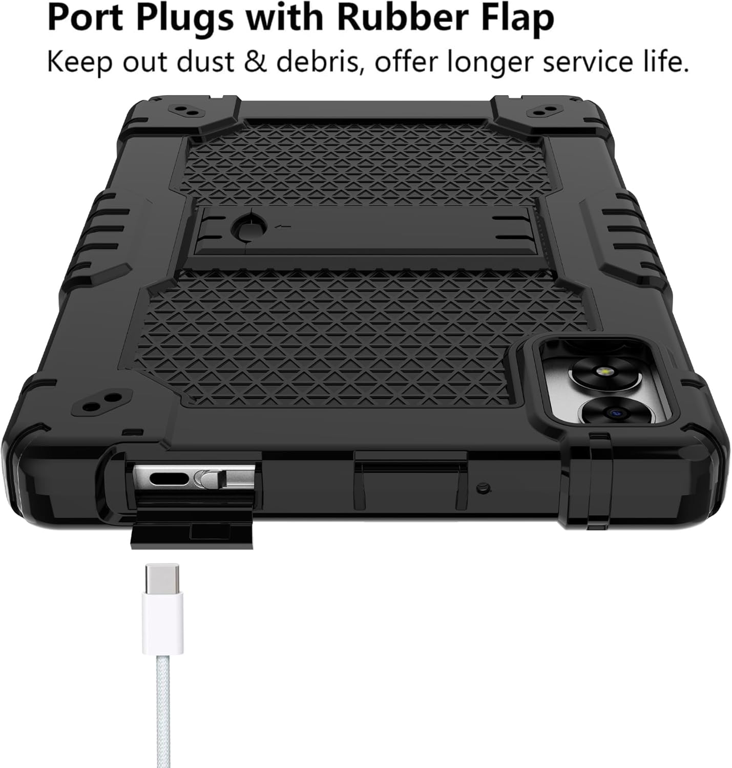 Case for Vortex BTAB10/CMG10110.1 inch Tablet Hybrid Shockproof Case Built in Kickstand Shoulder Strap with Screen protectror for Vortex BTAB 10/CMG10110.1 inch Tablet (Black/Black/1 PC)