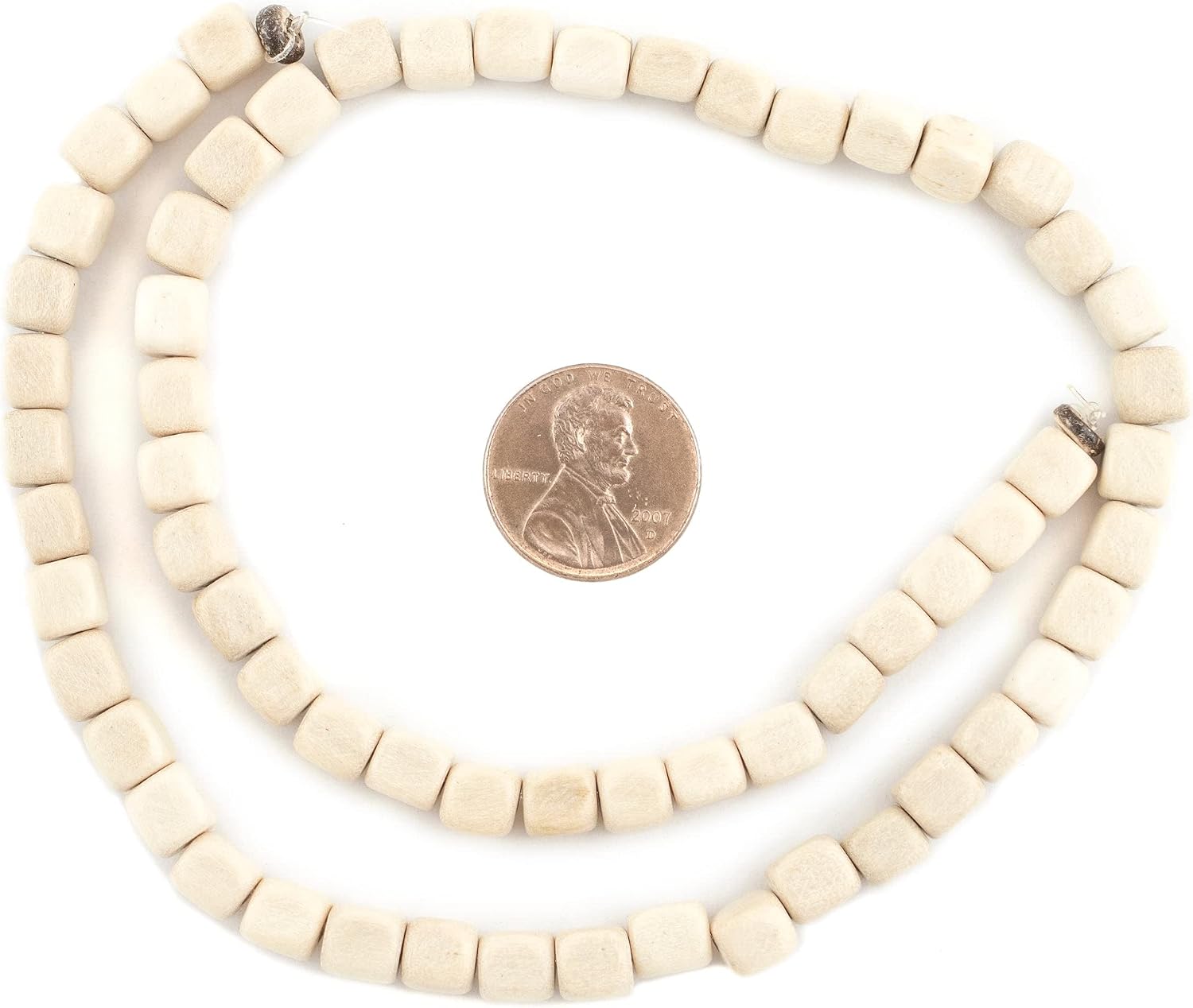 The Bead Chest Cream Rounded Rectangular Natural Wood Beads 6mm White Rectangle 16 Inch Strand