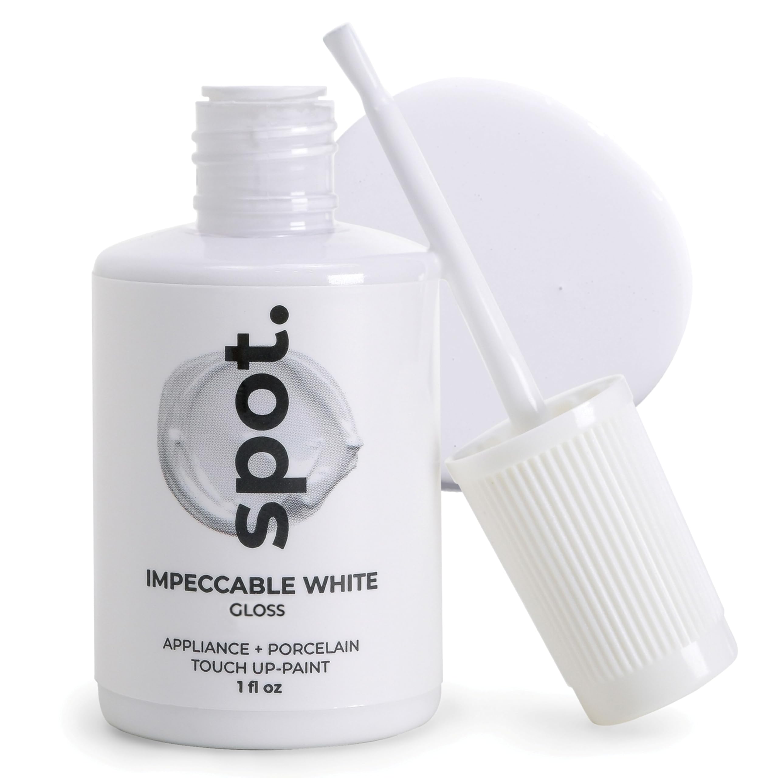 spot. High-Gloss White Touch Up Paint – Porcelain and Appliance Repair for Chips, Stains, Scratches, and Cracks on Fridges, Microwaves, Dishwashers, Dryers, Tiles, and Metal Surfaces – 1 fl oz