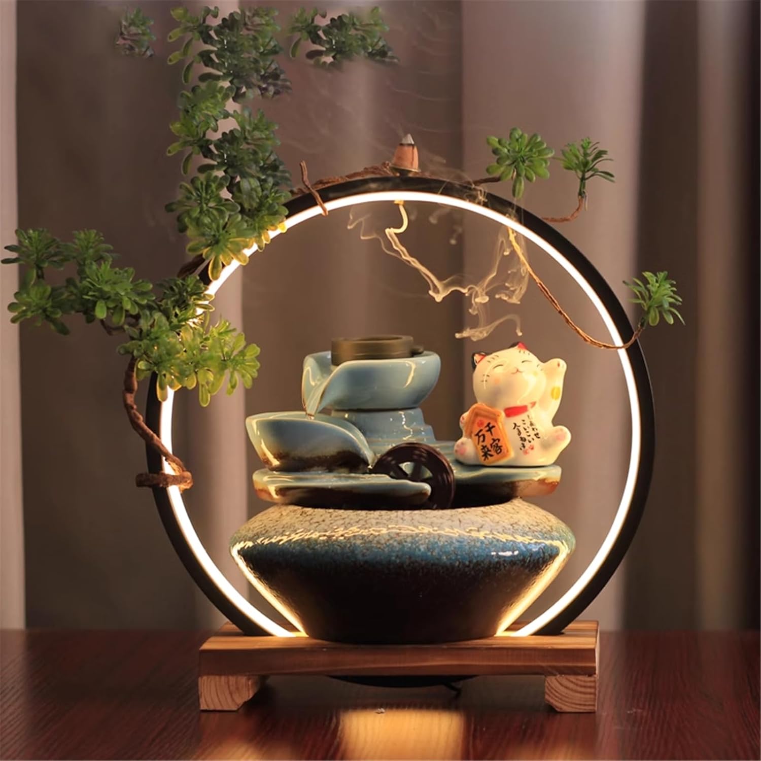 Flowing Water Tea Table Decoration, wealth attracting ornament for offices and living rooms.style1