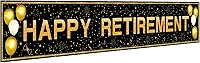 Vista 1 de Decoraciones de fiesta de jubilación, pancarta grande de feliz jubilación negra y dorada, decoraciones de fiesta de jubilación para hombres