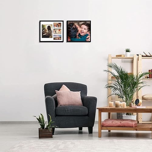 Vista 120 de Golden State Art, Juego de 2 portarretratos de madera blanca de 12 x 17 pulgadas, paspartú blanco para fotos de 8 x 10 y 5 x 7 pulgadas, vidrio