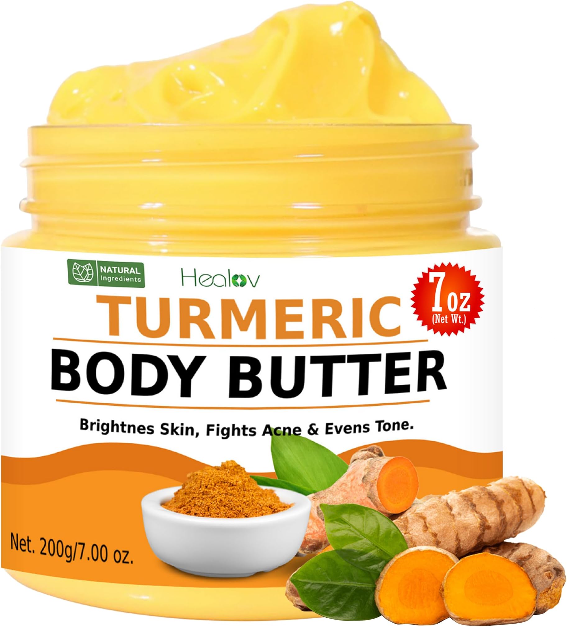 Turmeric Face Cream – All Natural Skin Brightening Lotion – Turmeric Whipped Body Butter for Dark Spots, Hyperpigmentation – Turmeric Skincare Cleanses, Fights Acne, Evens Tone, Scars, Sun Damage