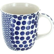 Blue Rose Polish Pottery - Blue Zara Plain Coffee Mug - 12 oz - Perfect Mug for the Office, Home, or a Gift
