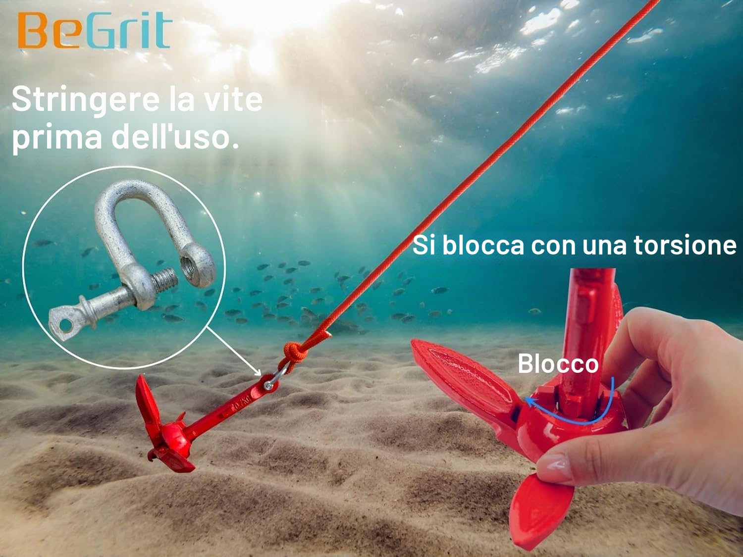 BeGrit Kayak Anchor 1.5lb Small Boat Anchor Folding Marine Anchor for Fishing,Kayak,Paddle Board,Canoe,Jet Ski, with 32.8 ft Anchor Tow Rope Carrying Bag