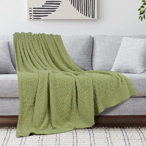 Miniatura 2 de Manta de punto súper suave y cálida para sofá, manta ligera y acogedora de felpa para cama o sofá, 60 x 80 pulgadas, color verde