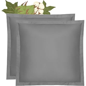 Mako Satin Cushion Cover Set of 2 80 x 80 cm 100% Organic Cotton Certified Grey