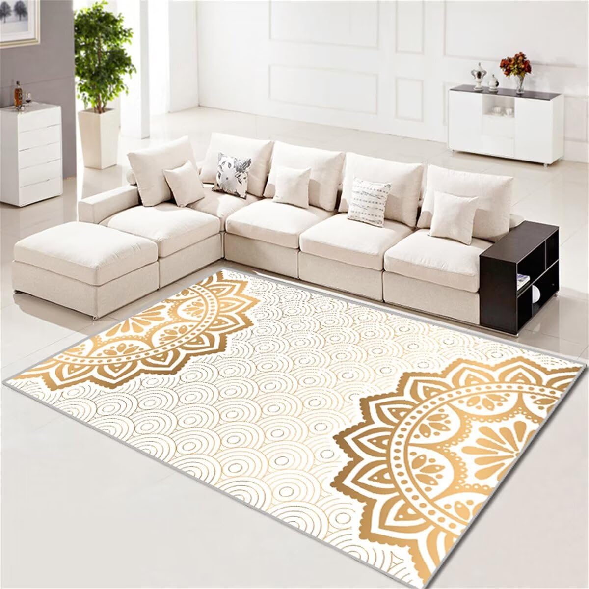 Tapis jardin extérieur tapis lavable jaune rétro 60x90cm
