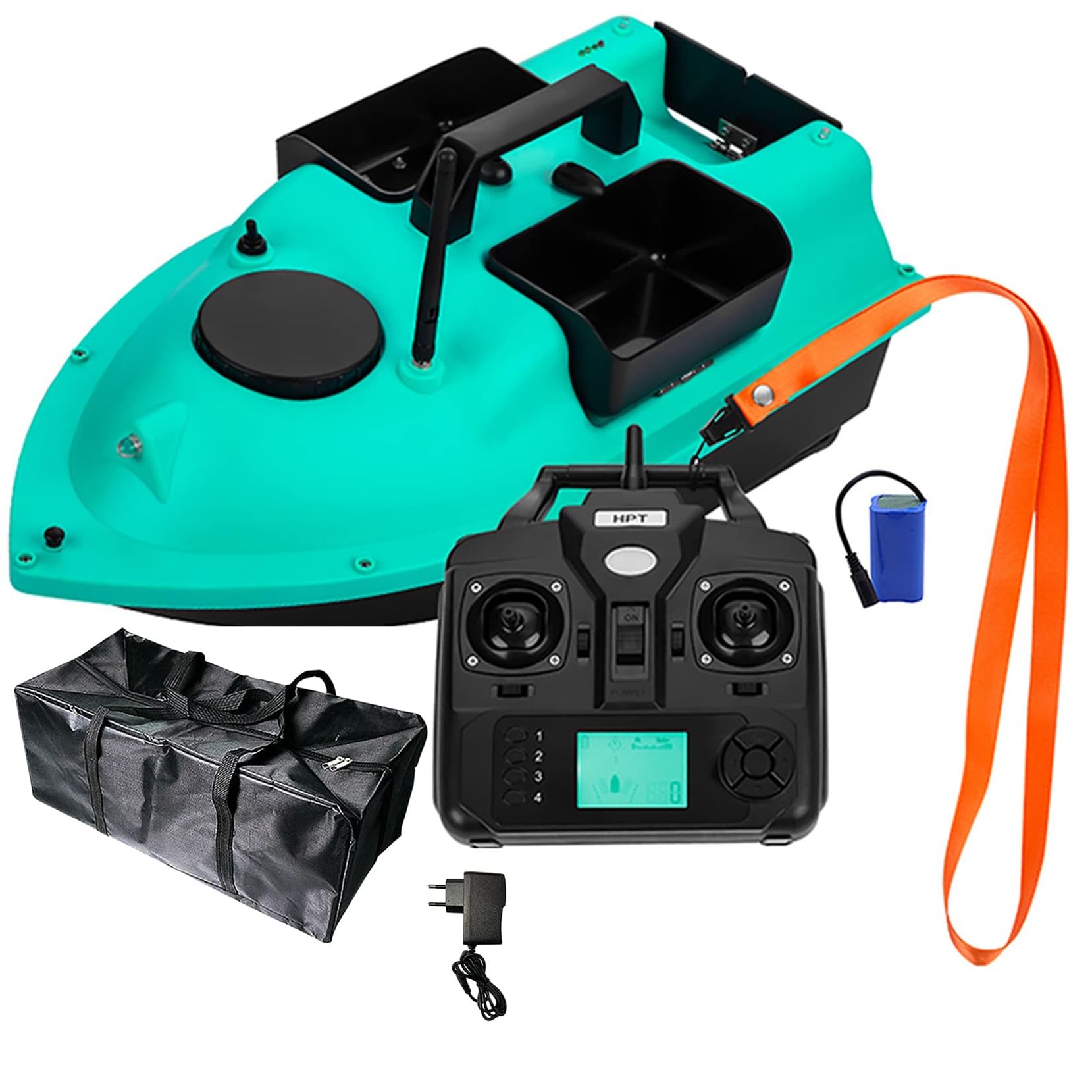 Futterboot mit GPS RC Angelköder Boot Fischereiköder Fernbedienung 600M Angeln Boot mit GPS und LCD-Fernbedienung (Blue)