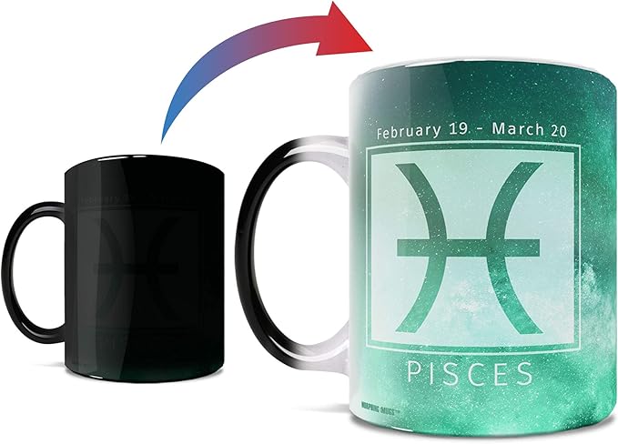 Morphing Mugs Birthday Zodiac Sign - Pisces Heat Sensitive Mug – Image revealed when HOT liquid is added - One 11oz Ceramic Mug
