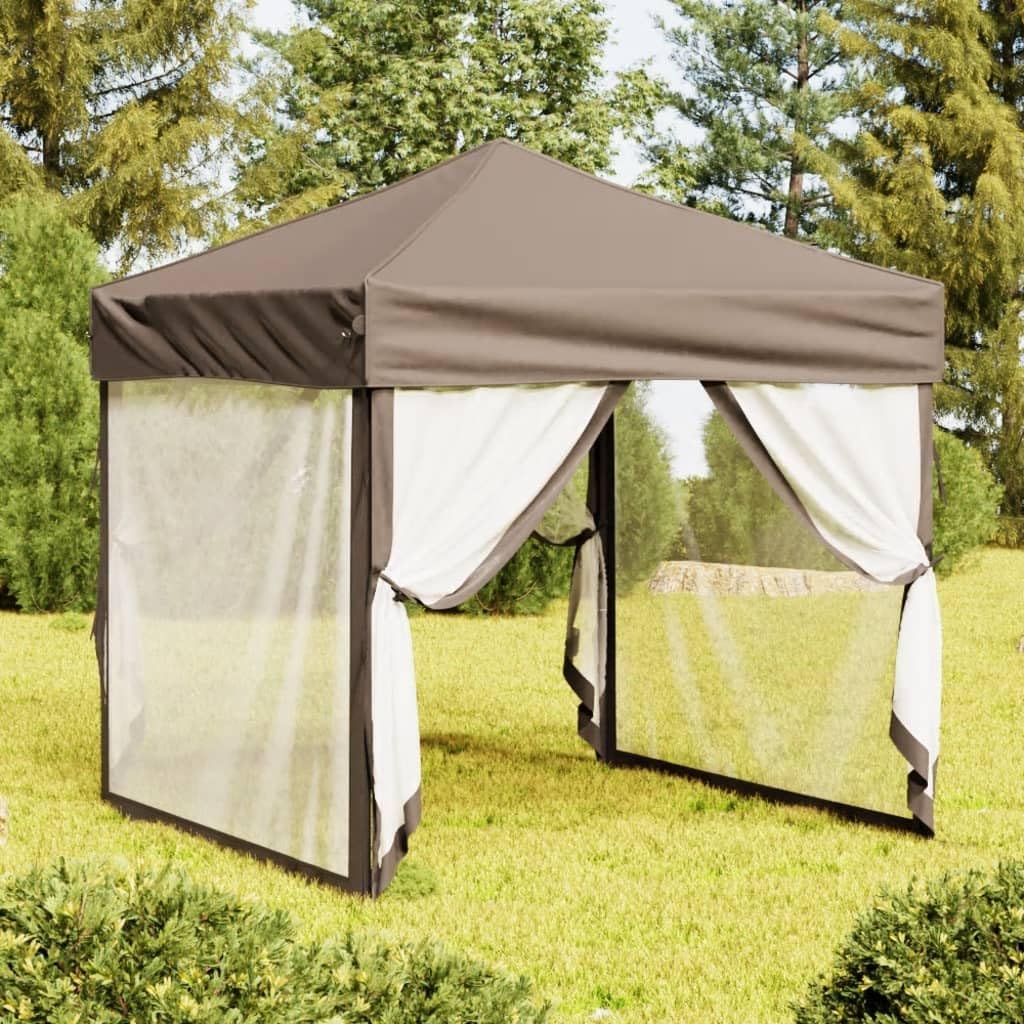 Gazebo pieghevole con pannelli laterali, 2 x 2 m, tessuto Oxford 210D e telaio in acciaio, protezione UV, zanzariera, per giardino, balcone, campeggio, feste
