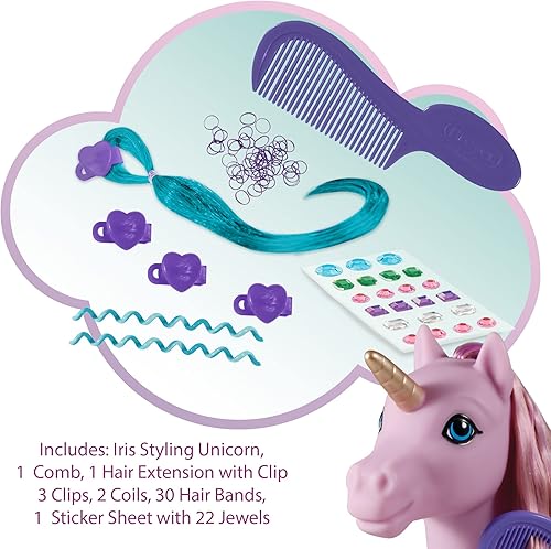 Miniatura 3 de Breyer Unicornio de belleza de melena de caballos, iris, morado, extra largo, sedoso, sin enredos, 10 x 3.5 x 10.5 pulgadas, 7 accesorios, 30 bandas