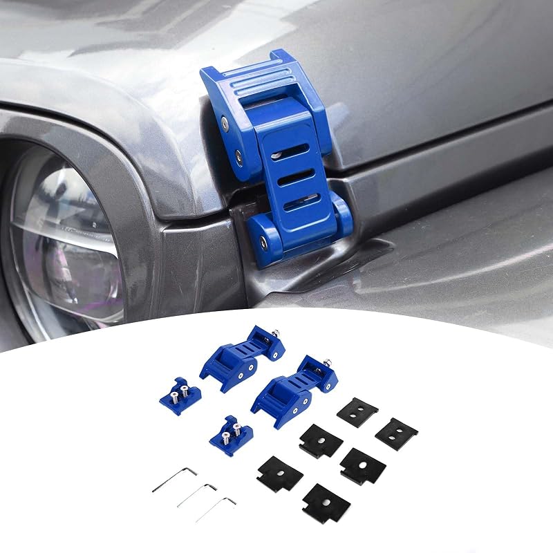 Kit de travas e fechos do capô PDKLIN para Jeep Wrangler JK JKU, JL JLU e Gladiator JT – 2 unidades azuis