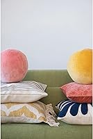 Vista 4 de Creative Co-Op Almohada de algodón con patrón lumbar Ikat y borlas, 16 pulgadas de largo x 24 pulgadas de ancho x 2 pulgadas de alto, amarillo