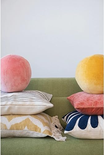 Miniatura 4 de Creative Co-Op Almohada de algodón con patrón lumbar Ikat y borlas, 16 pulgadas de largo x 24 pulgadas de ancho x 2 pulgadas de alto, amarillo