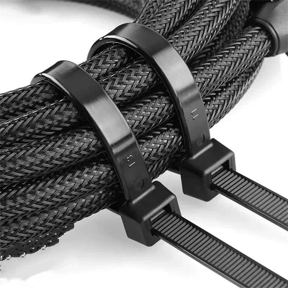 Fascetta stringicavo in nylon e plastica autobloccante, 5 * 200 mm, 5 * 300 mm, anello di fissaggio per cavi nero, 8 * 500 mm, grande fascetta stringicavo con cerniera, 8x400 mm, 1 confezione