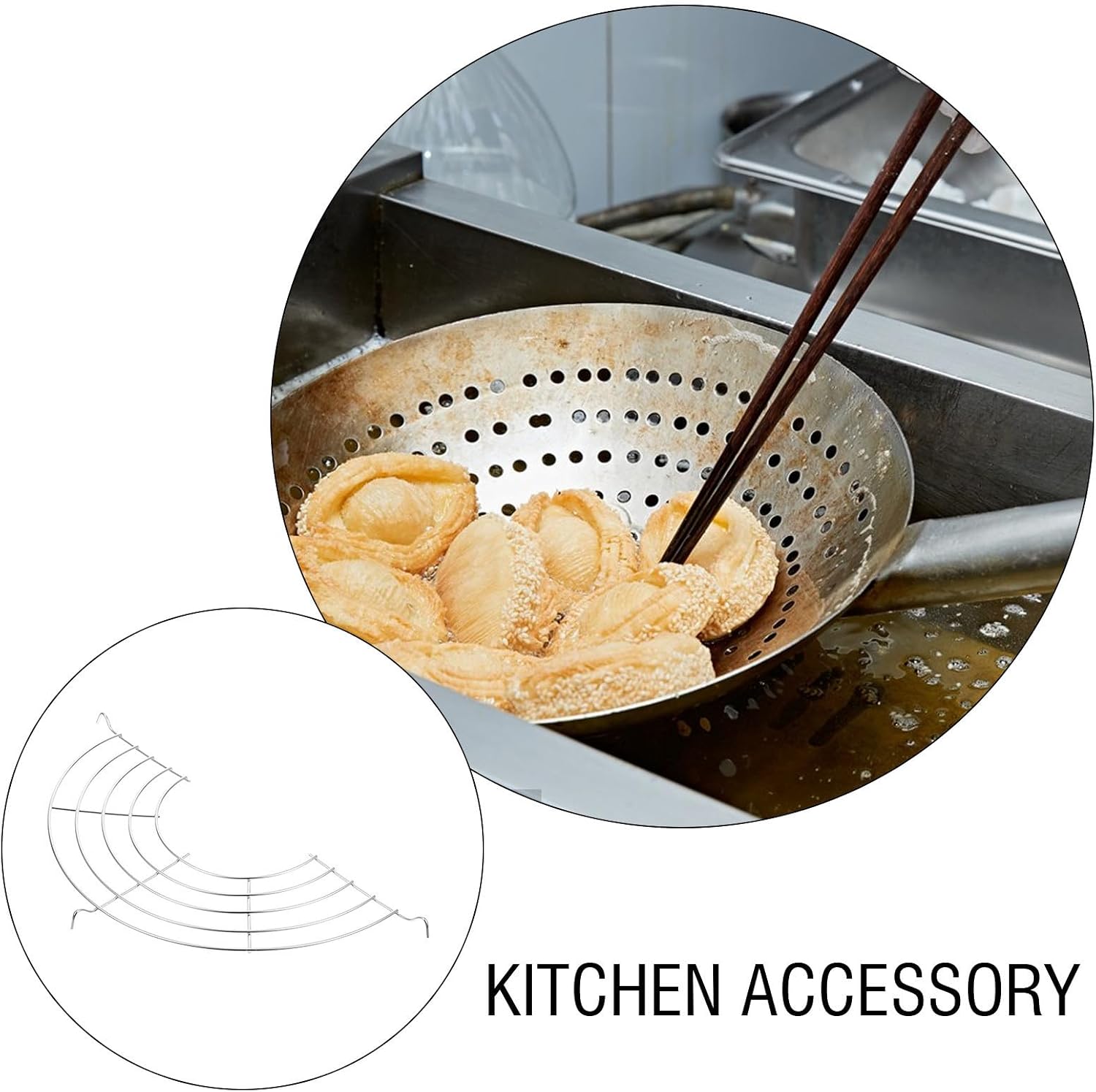 2pcs Stainless Steel Semi-half Oil Drain Rack with Hooks for Pot Edge, Easy to Store Cooking and Home Baking Oil Filter Tray and Food Cooling Rack