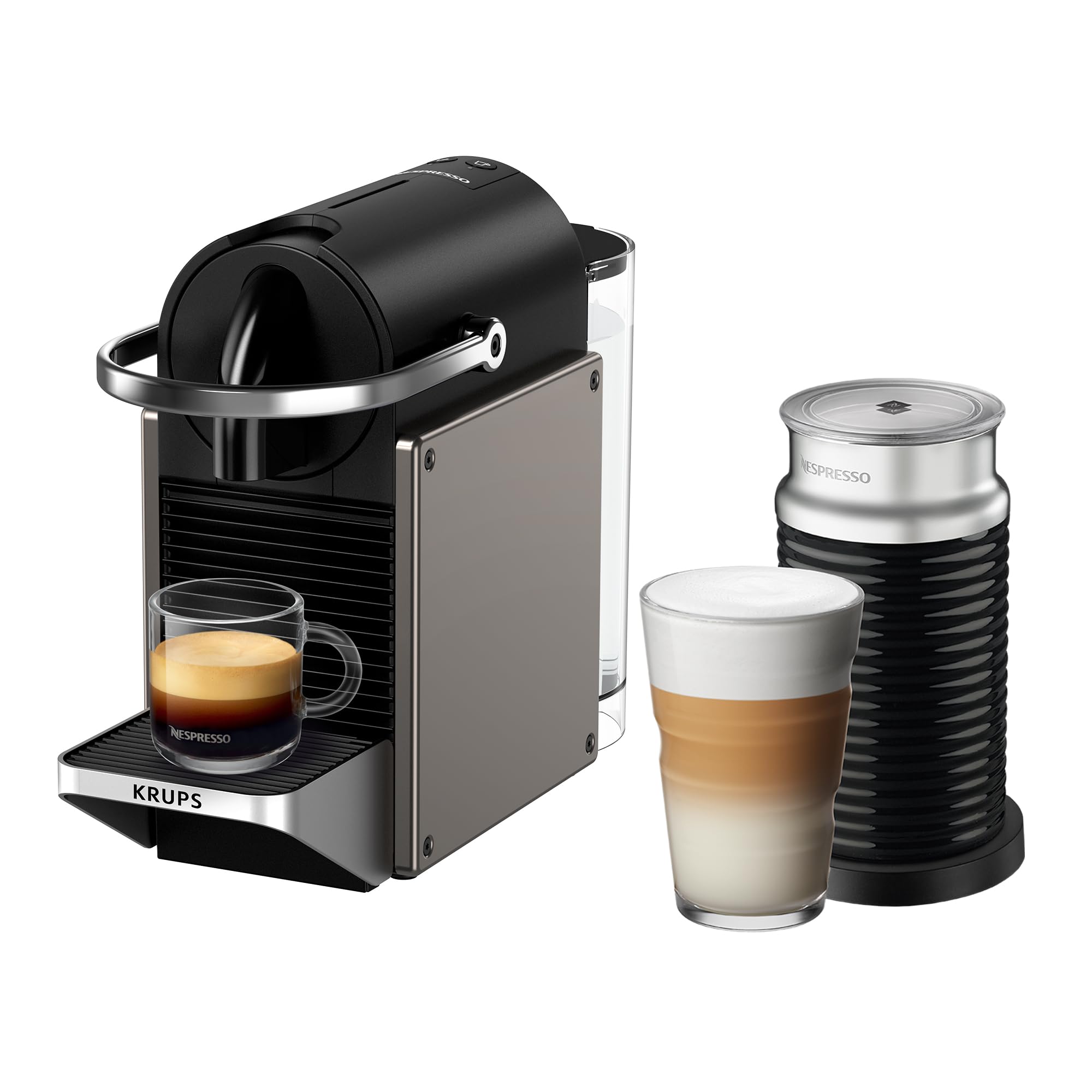 Krups XN306TK Nespresso Pixie Titan, ekspres do kawy, programowalne przepisy, 2 długości, automatyczne wyłączanie, 1260 W, 0,7 l