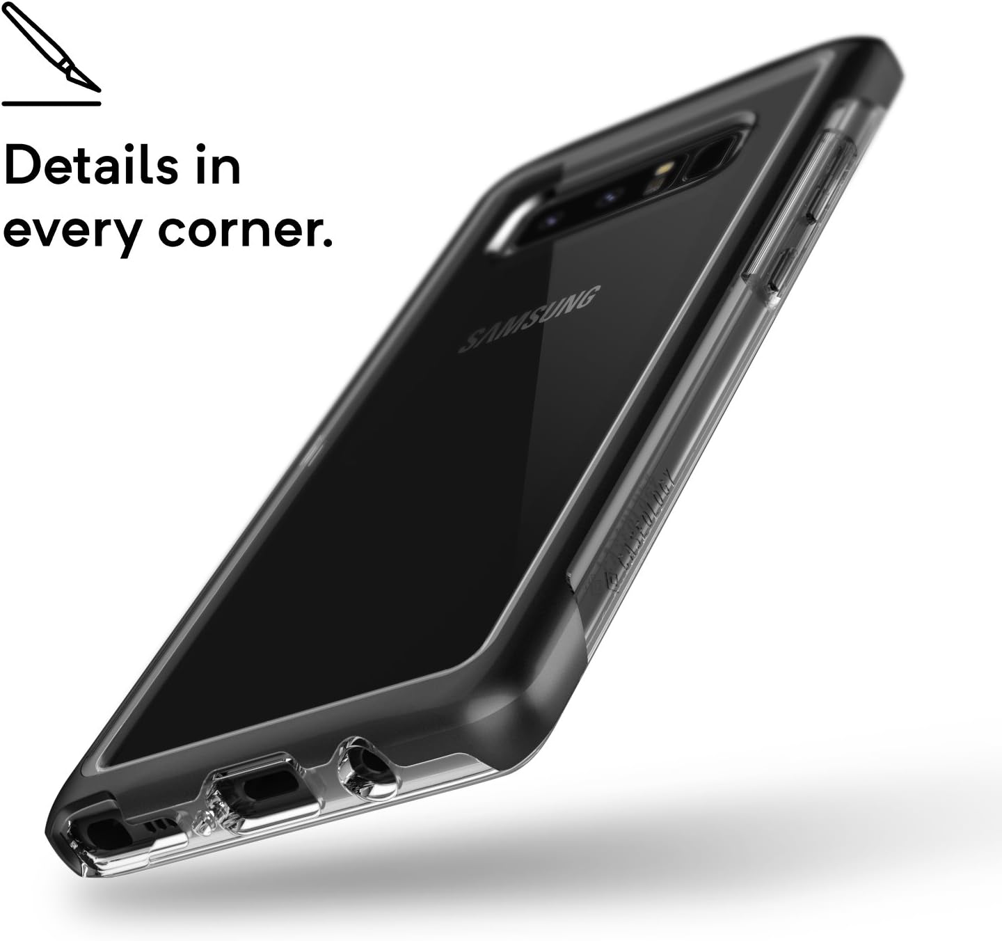 Caseology Skyfall for Samsung Galaxy Note 8 Case (2017) - Clear Back & Slim Fit - Matte Black