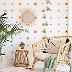 Daisy Wall Decals Boho Flower Wall Stickers 72 PCS for Girls Room Playroom Nursery, Removable Daisy Wall Decal Boho Peel and Stick Kids Room Decor Vinyl Murals DIY Decorations (12 Sheets)