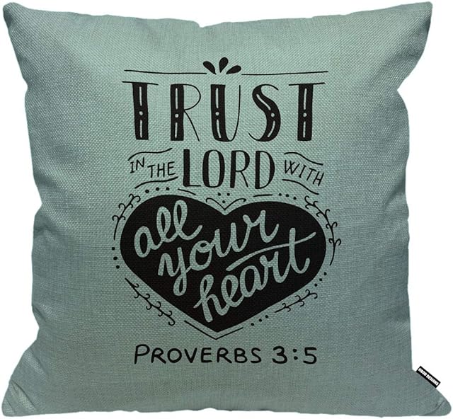HGOD DESIGNS Christian Proverbs Cushion Cover,Biblical Trust in The Lord with Your Heart Jesus Testament Scripture Throw Pillow Case Decorative Living Room Sofa Chair 18X18 Inch Pillowcase 45X45cm