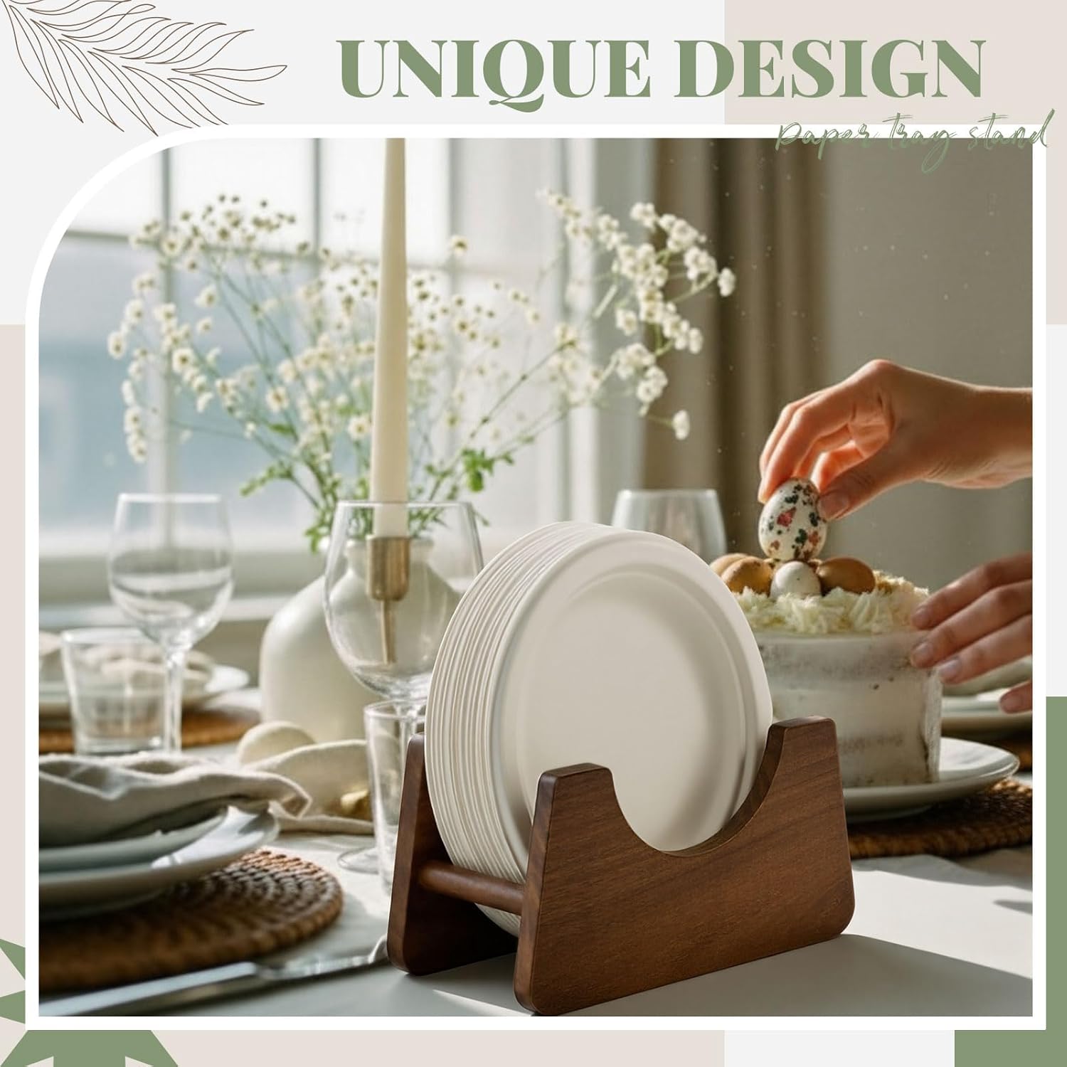 LemonRoad 3 Pcs Wooden Paper Plate Holder, Acacia Wood Plate Dispenser for 7-12 Inch Disposable Foam Paper, Dish Storage Organizer for Cabinet, Countertop, RV Picnic or Outdoor