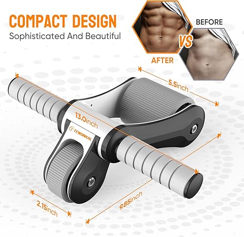 Miniatura 6 de Rueda de rodillo portátil para abdominales con rodillera y bolsa de almacenamiento, ruedas silenciosas de diseño plegable con rodamientos suaves, en
