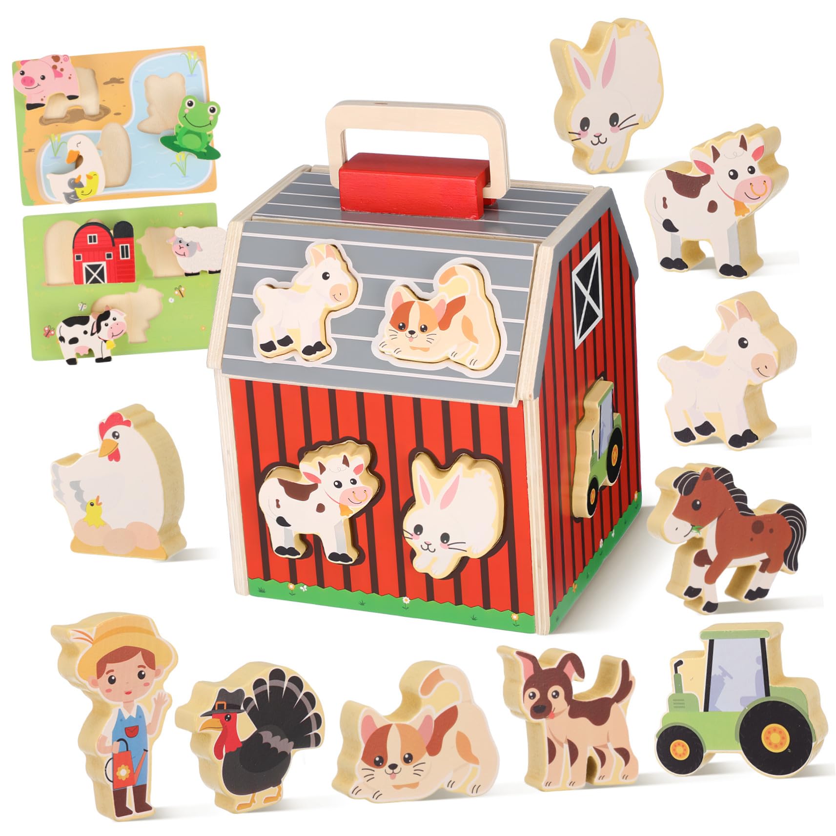 Didiseaon Juguetes de Granja de Madera Años Animales de Granja para Aprendizaje Preescolar Juguetes Montessori para Bebés y Pequeños Actividades Educativas para Regalos de Cumpleaños