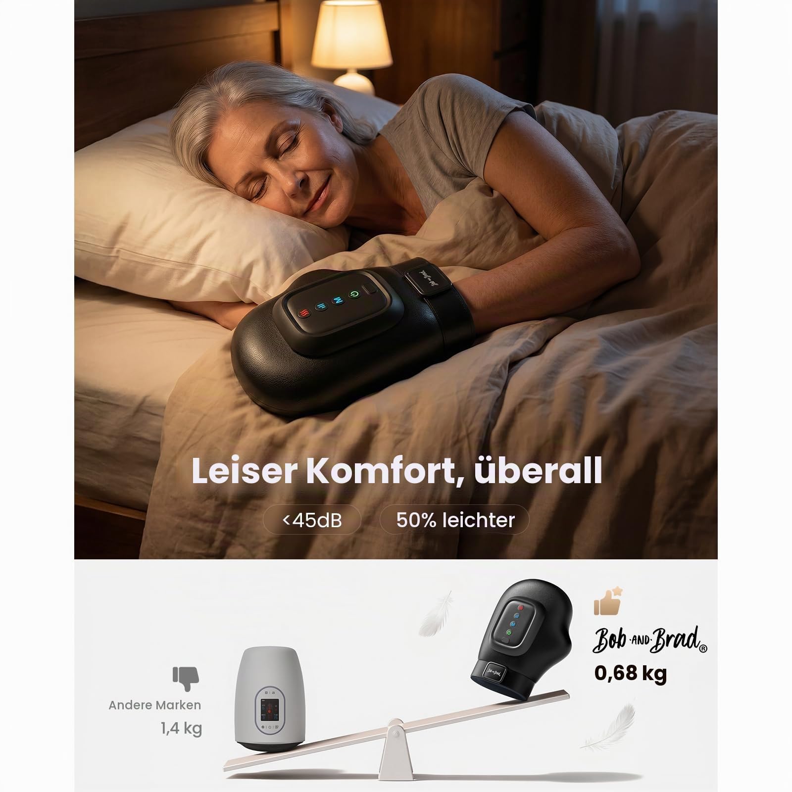 BOB AND BRAD Handmassagegerät mit Wärme & Kompression | Black HandSpa Prime für Hände & Finger, Kabellos mit Akku, 3 Modi & 5 Stufen, zur Entspannung, Geschenk für Damen & Herren
