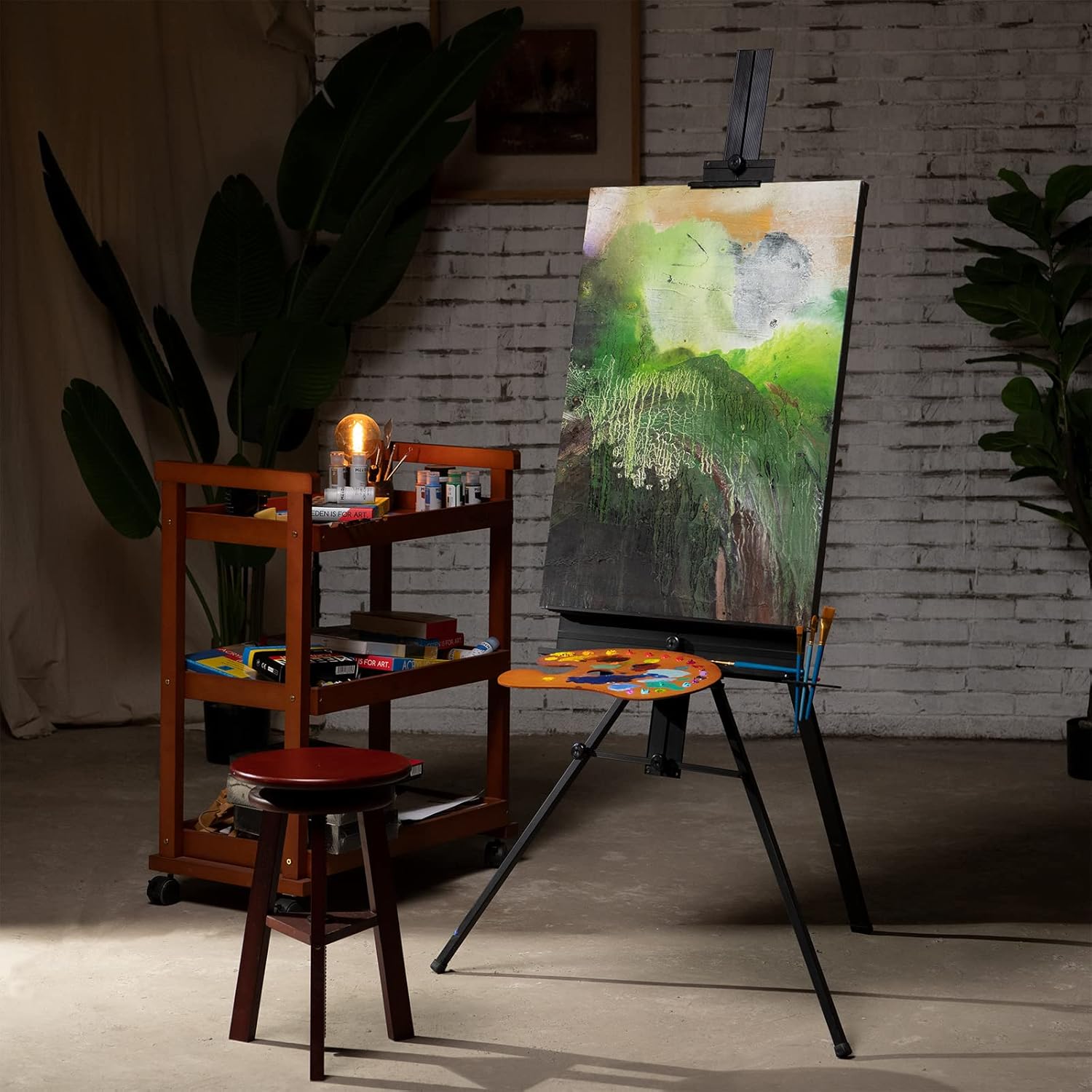 MEEDEN Art Easel Stand for Painting & Display,Premium Aluminum Easel,Portable Paint Easel for Canvas Painting,Floor Easel with Swing-Out Palette Holder & Brush Rest,Hold Canvas Art to 86.36cm